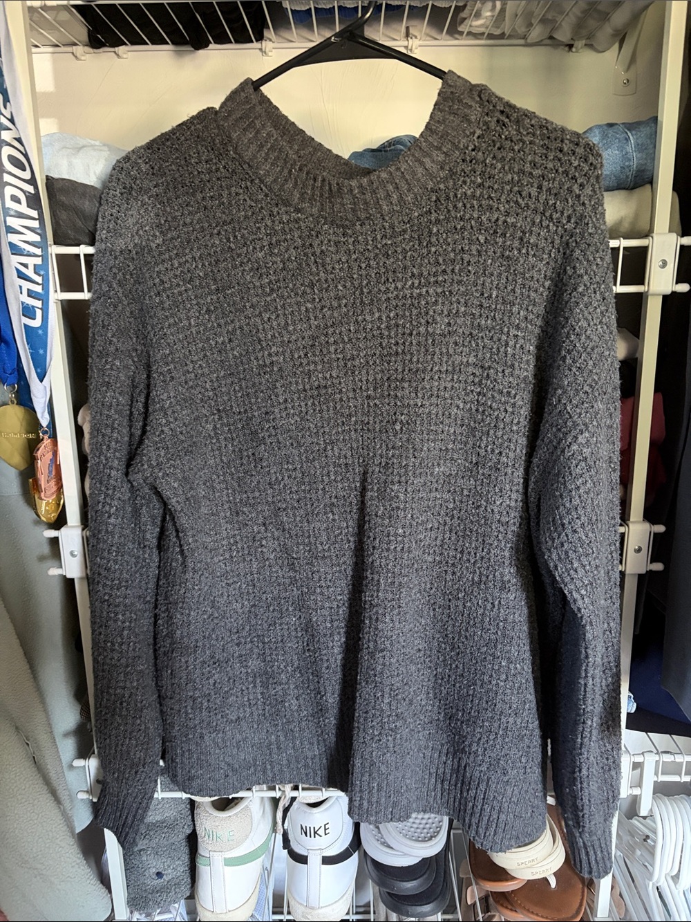 American Eagle Outfitters Dark Charcoal Crewneck Sweater
